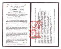 DP Gustaaf Claeys ° Petegem Deinze 1878† Kruishoutem 1950 Delmeiren De Coninck Corijn Mestdagh Willemijns De Vrieze Feys - Santini