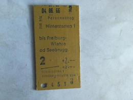 Fahrkarte Personenzug Hinterzarten 1 Bis Freiburg-Wiehre Od Seebrugg Von (Eisenbahn-Fahrkarte) - Unclassified