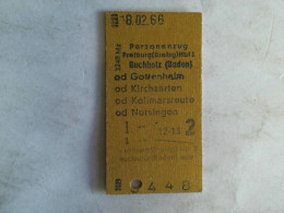 Fahrkarte Personenzug Freiburg (Brsg) Hbf 2 Buchholz (Baden) Od Gottenheim Od Kirchzarten Od Kollmarsreute Od... - Unclassified