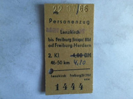 Fahrkarte PersonenzugLenzkirch Bis Freiburg (Breisgau) Hbf Od Freiburg-Herdern. 2. Klasse Von (Eisenbahn-Fahrkarte) - Unclassified