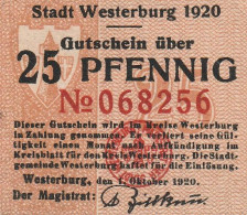 5438 WESTERBURG, Notgeld 25 Pfennig 1920 - Westerburg