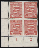 82X III Provinzwappen 24 Pf. Als ER-Vbl. Unten Links Mit PLF III Einkerbung, ** - Neufs