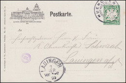 Bayern Privatpostkarte PP 1 Sportausstellung 1899, Passender SSt MÜNCHEN 6.9.99 - Interi Postali