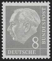 182 YII Heuss 8 Pf Liegendes Wasserzeichen, Type II ** Postfrisch - Unused Stamps