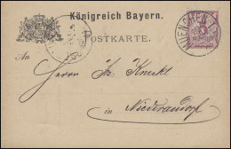 Bayern Postkarte Ziffer 5 Pf Lila Ohne DV: MÜNCHEN I. 29.9.84 Nach Niederaudorf - Postal  Stationery