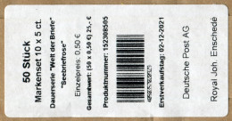 FB 113III Seebriefrose 5 Cent, Folienblatt-BANDEROLE Royal Enschede 02-12-2021 - 2011-2020