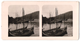 Stereo-Fotografie Unbekannter Fotograf, Ansicht Tromsö, Ankernde Segelboote Im Hafen  - Photos Stéréoscopiques