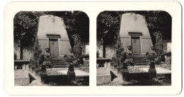 Stereo-Fotografie Unbekannter Fotograf, Ansicht Mainz, Hauptfriedhof Aureus, Grabmal Der Familie Krausse Mit Sphinx  - Stereoscoop