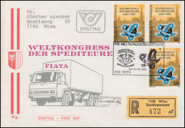 Österreich Weltkongrss Der Spediteure FIATA Schmuck-R-FDC 1985 Sonder-R-Zettel - Camiones