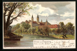 Lithographie Freising, Teilansicht Mit Blick Auf Kirchen  - Freising
