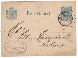1878 Briefkaart Kon. Willem III 5 Cent Blauw (NVPH 19) Met Transitstempel : PAYS-BAS PAR ANVERS - Marcofilia