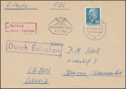 1331 Ulbricht 80 Pf Auf Auslands-Eil-FDC ET-O BERLIN 6.12.67 In Die Schweiz - Cartas & Documentos