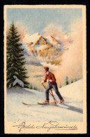 AK Neujahr: Skifahrer Vor Alpenkulisse, MÜNCHEN Dezember 1938 - New Year