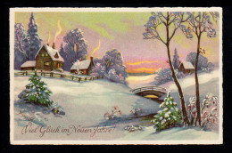 AK Neujahr: Winterlandschaft - Dorfidylle Mit Fluß Und Brücke, BREMEN 1.1.1935 - New Year