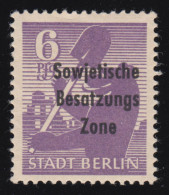 SBZ 201A Wb Z Berliner Bär 6 Pf Mit Aufdruck, Violett, ** - Mint