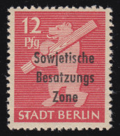 SBZ 204A Wa Z Berliner Bär 12 Pf Mit Aufdruck, Rot, ** - Mint