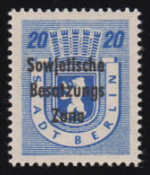 SBZ 205A Wb Z Berliner Bär 20 Pf Mit Aufdruck, Blau, ** - Mint