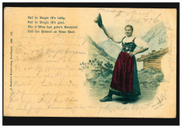 Lyrik-AK Frau In Bayerischer Tracht, Gedicht Auf De Bergla ..., TEGERNSEE 1899 - Costumes