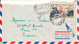 AEF Air Mail Cover Sent To France 10-3-1956 Single Franked A Big Part Of The Top Of The Cover Is Missing - Covers & Documents