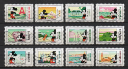 - FRANCE Adhésifs N° 1582/93 Oblitérés - Série Complète MICKEY ET LA FRANCE 2018 (12 Timbres) - - Usados