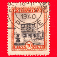 VATICANO - Usato - 1933 - Giardini E Medaglioni - Piazza San Pietro Con Il Palazzo Apostolico - 20 C. - Used Stamps