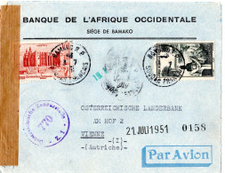 77485 - Frz. Westafrika - 1951 - 25F Frauen MiF A Zens LpBf (dreiseit Geoeffn) BAMAKO -> Österreich - Cartas & Documentos