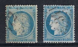 FRANCE Ca.1872: 2x Le Y&T 60A, 2 Nuances - 1871-1875 Ceres