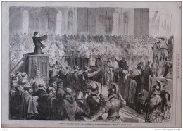 Scènes Du Concile De Trente - Les Anathèmes Et Les Excommunications - Page Original 1870 - Documents Historiques