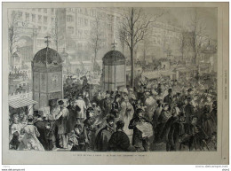 Le Jour De L'an à Paris - La Foire Aux Étrennes -  Page Original 1870 - Historical Documents