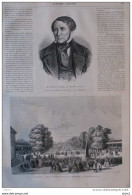 M. Auguste Barbier De L'académie Francaise - Wiesbaden, Vue Du Kursaal Et De La Promenade -  Page Original 1870 - Historische Dokumente