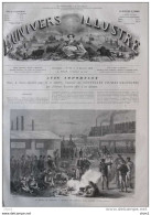 La Grève Du Creuzot - Bivouac De Troupes Dans L'usine -  Page Original 1870 - Historical Documents