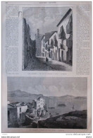 Iles Baléares , Entrée Du Port D'Ivica - Rue De La Acequia à Ivica - Page Original 1870 - Historical Documents