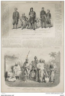 Types Et Costumes Tunisiens - Musicien Nègre - Saltimbanque - Marchande Des Rues   - Page Original 1870 - Historische Dokumente