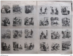 Revue Comique Du Mois, Par Cham - Fermeture Du Théâtre Lyrique - Page Original Double 1870 - Documentos Históricos