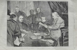 S. S. Le Pape Entoure Des Membres De La Commision Directrice Du Concile - Page Original - 1870 - Historische Dokumente