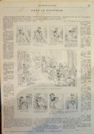 Chez Le Coiffeur, Dessin De Crafty -  Page Originale - 1870 - Documents Historiques