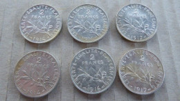 6 PIECES DE 2 F ARGENT 1914/1916/1917 - 2 Francs