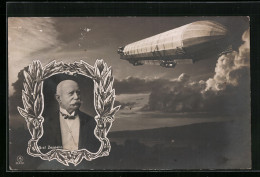 AK Zeppelin Am Himmel, Porträt Von Graf Zeppelin  - Dirigeables