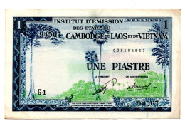 French Indochina 1 Piastre ND 1954 P-100 LAOS AUNC Foxing - Other - Asia