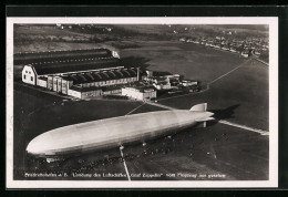 AK Friedrichshafen A. B., Landung Des Schiffes Graf Zeppelin, Fliegeraufnahme  - Airships