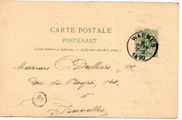 77490 - Belgien - 1890 - 5c Ziffer GAKte WASMES -> Bruxelles - 1893-1900 Barba Corta