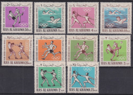 F-EX49277 SAUDI SOUTH ARABIA RAS AL KHAIMA MH 1968 PAN ARABIC GAMES ATHELISTM BOXING FENCING.  - Verano 1968: México