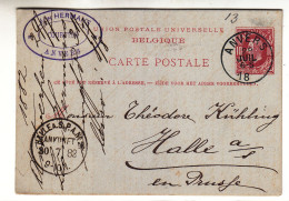 Belgique - Carte Postale De 1882 - Entier Postal - Oblit Anvers - Exp Vers Halle Am See - - 1869-1883 Léopold II