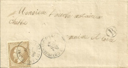Maine Et Loire , Chateauneuf Sur Sarthe , Cachet T16 , G C 944 Du 18 Juillet 1866 , Boite Rurale B ( Sceaux ) - 1849-1876: Classic Period