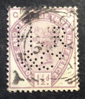 GB74 Victoria 1 1/2 P Violet YT 77 PERFORÉ « H.R.?. C » Couronne Oblitéré - Gebraucht