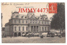 CPA - AUTUN En 1908 - L'Hôtel De Ville ( Marché, Bien Animé ) Phot. L. Coquiguoniot à Autun - Autun