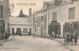 La Suze Sur Sarthe * La Poste Et Rue Jean Jacques Rousseau * Pompe à Essence * Coiffeur * Boulangerie - La Suze Sur Sarthe