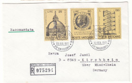 Vatican - Lettre Recom De 1972 - Oblit Poste Vaticane - Exp Vers Kirchheim - Architect - - Brieven En Documenten