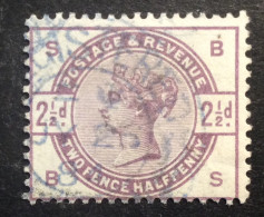 GB76 Victoria  2 1/2 P Violet Oblitéré « REGISTERED » BLEU YT 79 Couronne - Gebruikt