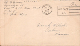 USA ETATS UNIS SEUL SUR LETTRE  FRANCHISE MILITAIRE DE TONOPAH AIR BASE 1944 - Lettres & Documents